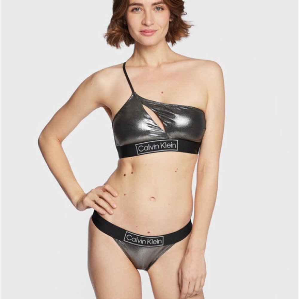 Calvin Klein Shimmering Silver Bikini Top